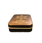 Engraved matte lighter top with Fire Mecca emblem and FIRE MECCA lettering on lid