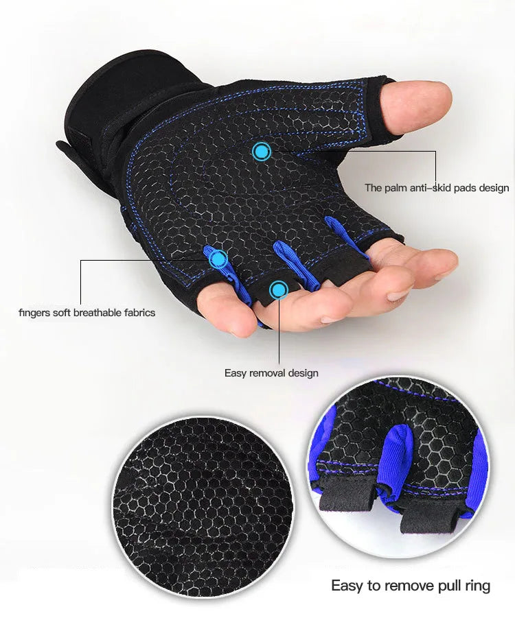 Black training gloves with honeycomb palm texture, padded fingers, and pull-off design