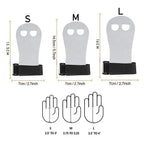 Size chart for aerial grip wristbands showing S, M, L dimensions and hand outlines