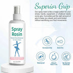 Rosin grip spray bottle with pump with grip benefit icons on a clean layout