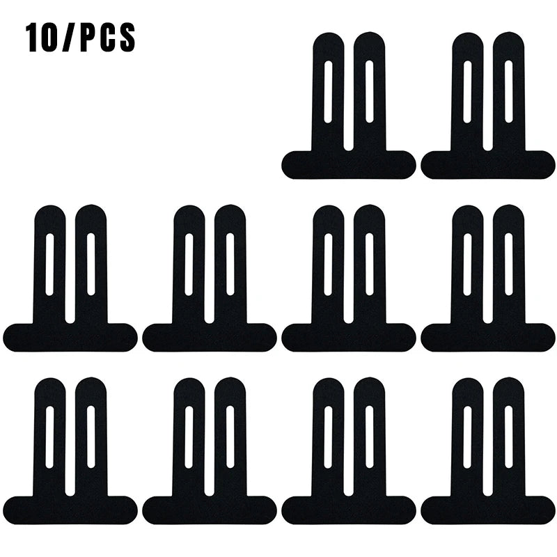 Black knee kinesiology tape strips, pack layout showing 10 pieces