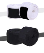 White and black cotton wrist wrap rolls with black label strip